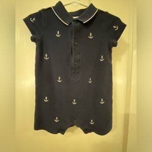 Boys’ nautical onesie, navy blue